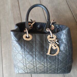 Christian Dior Black Quilted Cannage Lambskin Bag